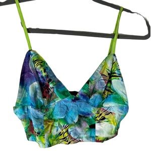 LF Indikah Bralette Crop Top Blue Green Size 8 Medium
